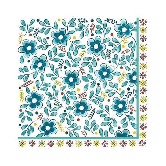 Le Cadeaux Madrid Turquoise Paper Dinner Size Napkins - 1 Pack (20 Piece) NEW - Picture 2 of 2